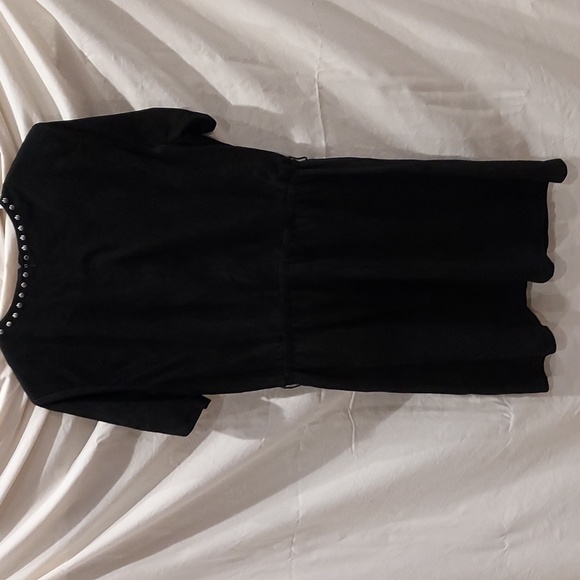 WOW! MIchael Kors Black Suede Knee Length Dress with SIlver Accent Bodice Large - Picture 6 of 10